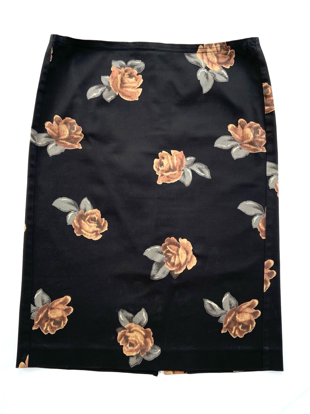 Vintage White House Black Market Floral Rose Pencil Skirt Size 0 Dark Coquette